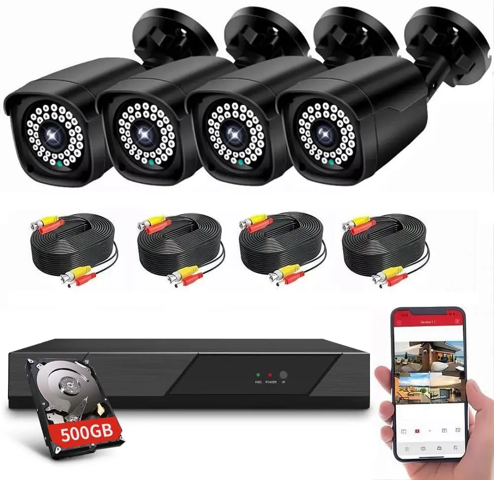 2NLF Kit de Cámara de Seguridad H.265+ para Interiores y Exteriores